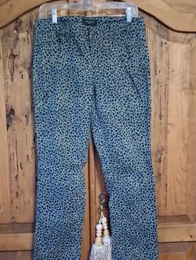 Talbots Olive and Navy Leopard Print Straight Pants
